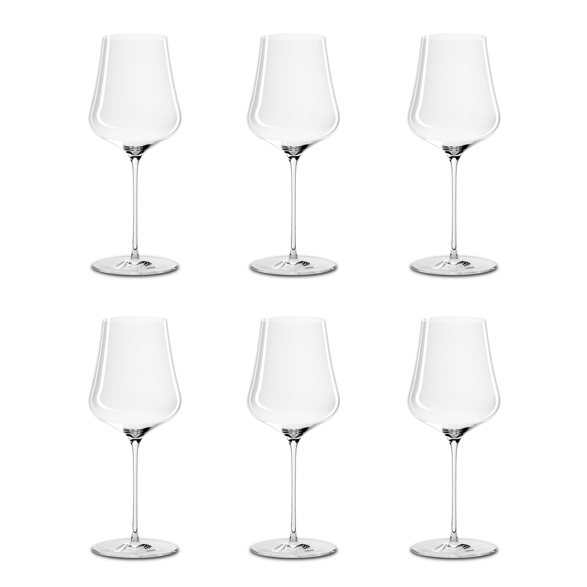 Sechs universale Weingläser des Gabriel Glases mundgeblasen aus der Serie Gold Edition