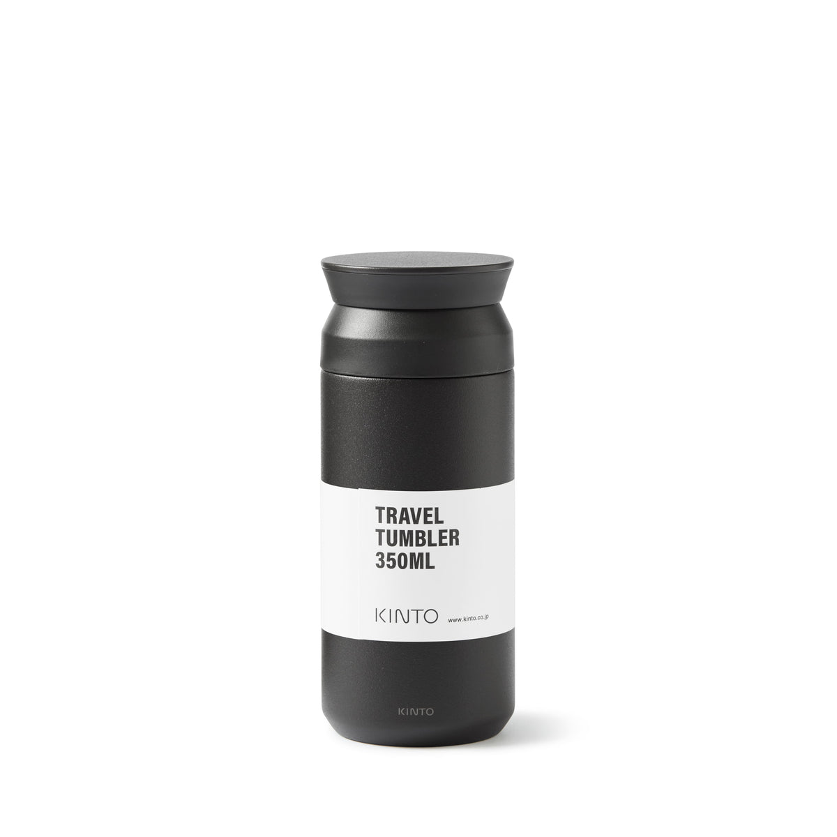 Frontaufnahme der Kinto Travel Tumbler Thermosflaschen in Schwarz mit 350ml Füllmenge
