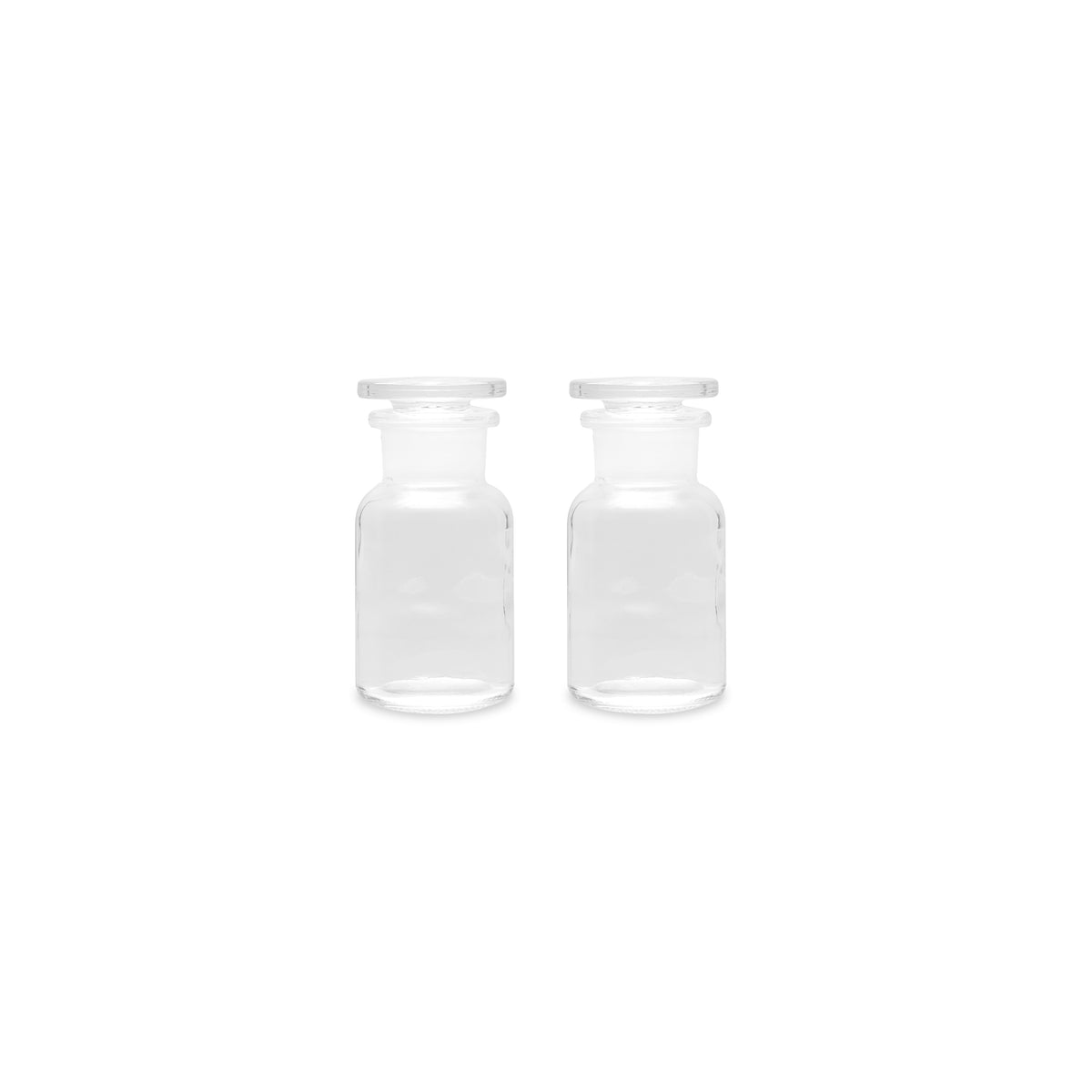 Frontansicht der Apothekerflaschen mit Glasstopfen in der Grösse Mini von Trendglas Jena