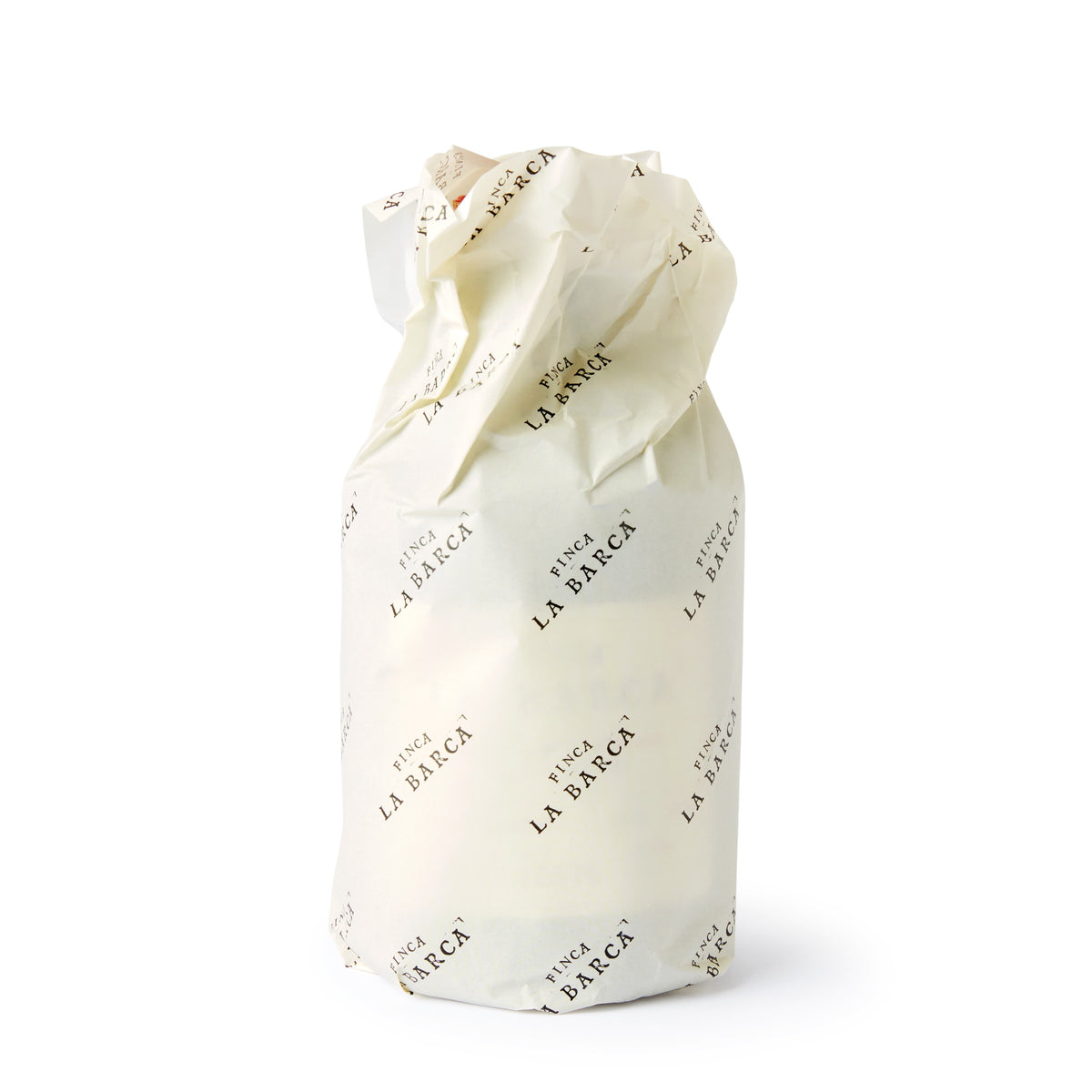 Darstellung der Papierverpackung um die Flasche von Finca la Barca